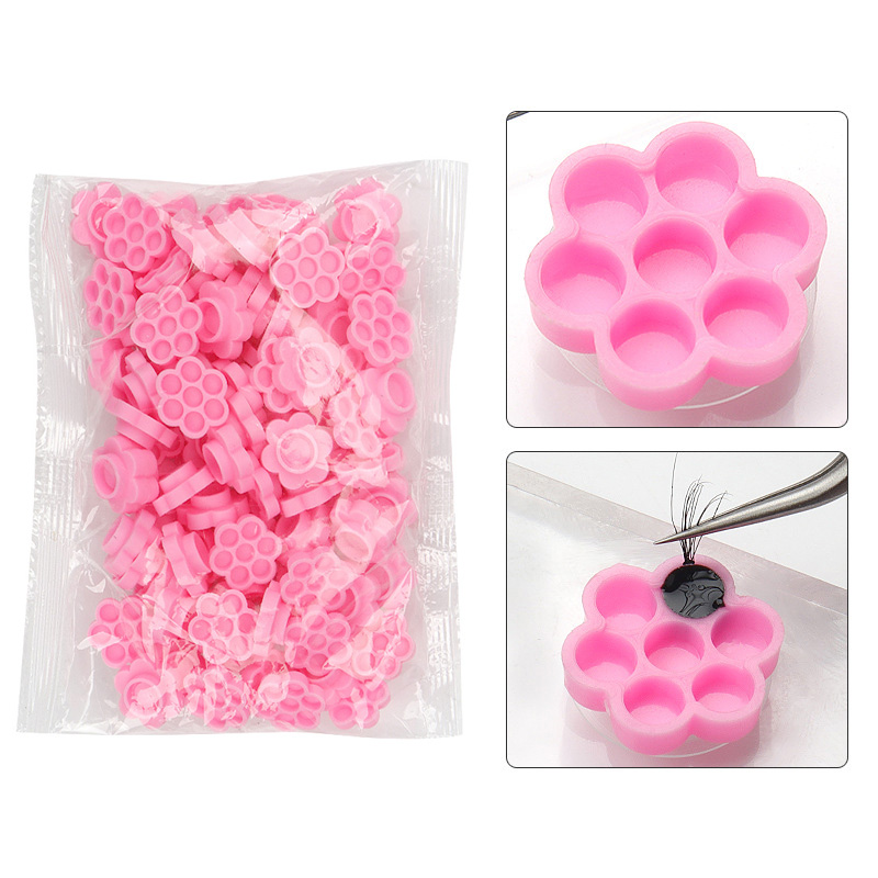Eyelash Extension Maps - 100 Pcs Pink Flower Glue Delay