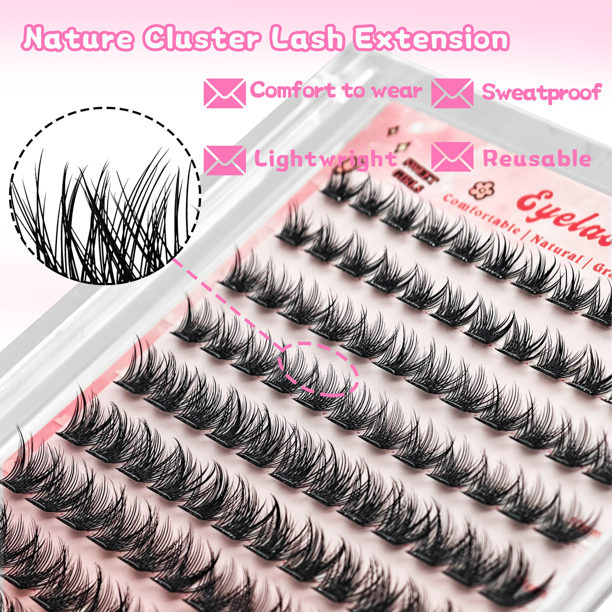 10 Rows No-Glue Fluffy Lashes  – обзор и цена Eyelash Extension No 10