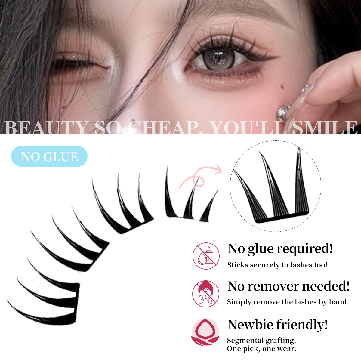 80 Cluster No-Gule Fairy False – обзор и цена Eyelash Extension No 10
